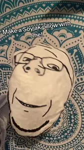gapejak, wholesome soyjak, animated, glasses, music, pillow, real life, smile, soyjak, stubble