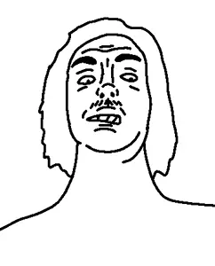 jobe smith, unknown, bushy eyebrows, hair, looking down, mustache, teeth, worried, the lawnmower man