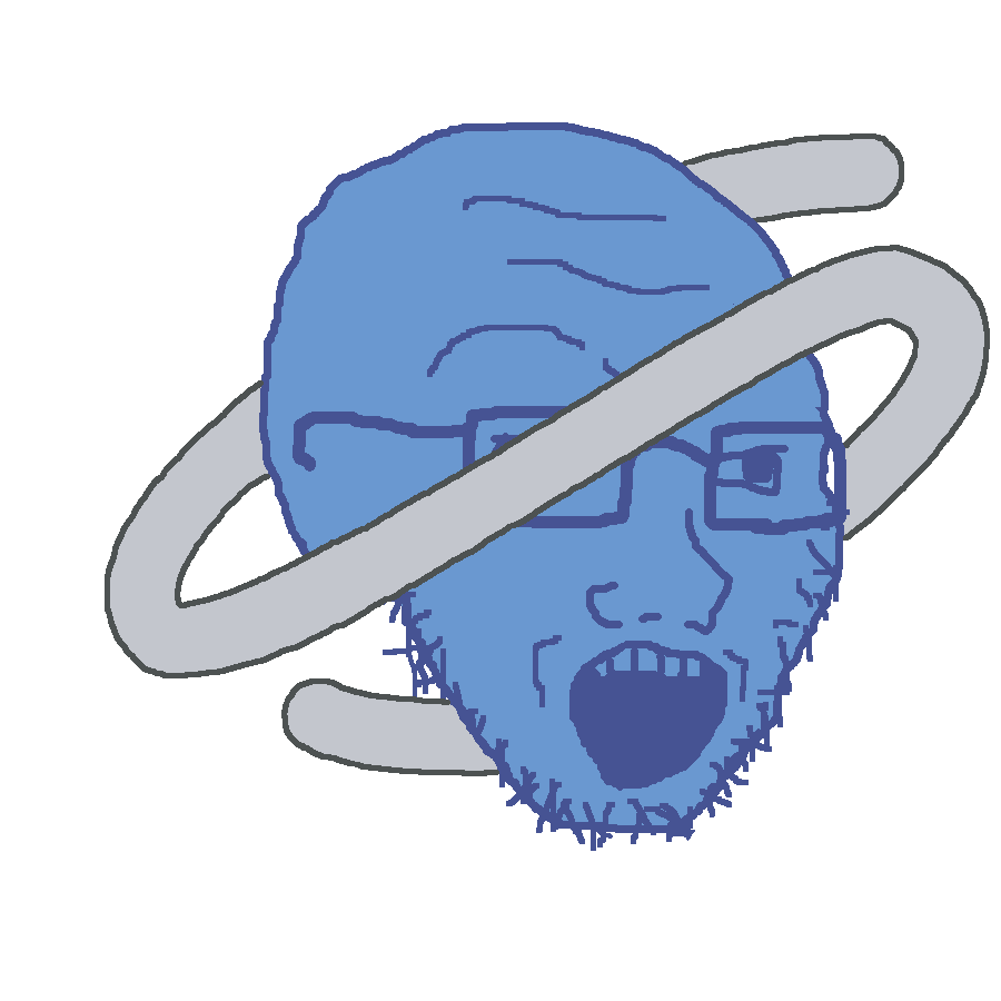 soyak, bald, blue, blue skin, forehead lines, forehead wrinkles, glasses, head only, logo, objectsoy