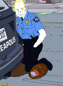 george floyd, bernd, cobson, saint floyd, black skin, blonde hair, blue eyes, crying, derek chauvin, hair