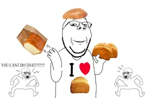gapejak, soyak, wholesome soyjak, bloodshot eyes, bread, clothes, crying, glasses, i love, monkey dance