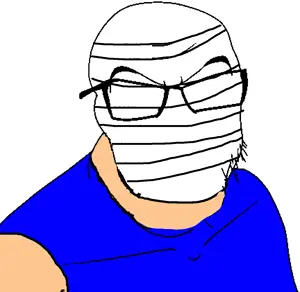 feraljak, alegale team, angry, bandage, blue shirt, chile, faceless, glasses, roberto manfinfla, sleeveless shirt