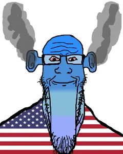 markiplier soyjak, longplier, angry, bald, bloodshot eyes, blue, blue skin, calm, closed mouth, ear