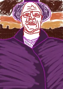 sidson, blood meridian, closed mouth, clothes, drawing, glasses, hat, judge holden, ominous, soyjak