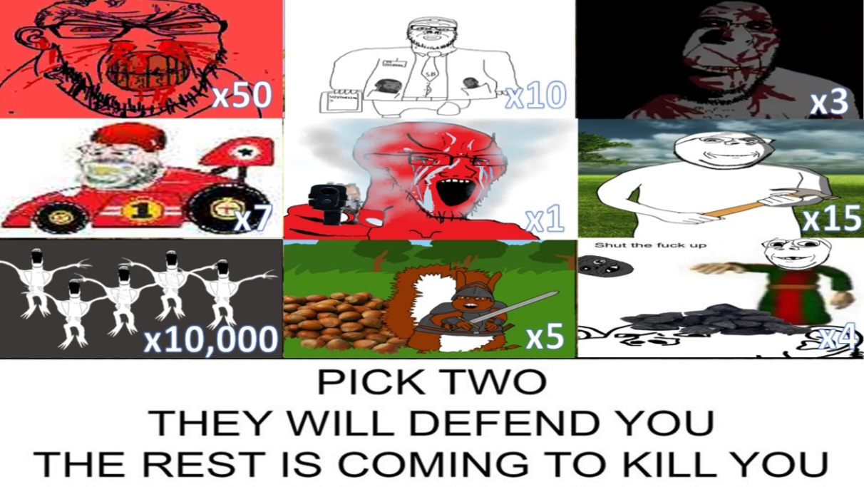 dr. soyberg, gigachad, rapeson, wojak, a24 slowburn soyjak, cobson, cryboy soyjak, feraljak, gapejak, impish soyak ears