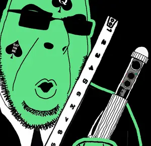 56jak, cobson, glowie, central intelligence agency, clothes, glasses, glowing, green skin, number, queen of spades