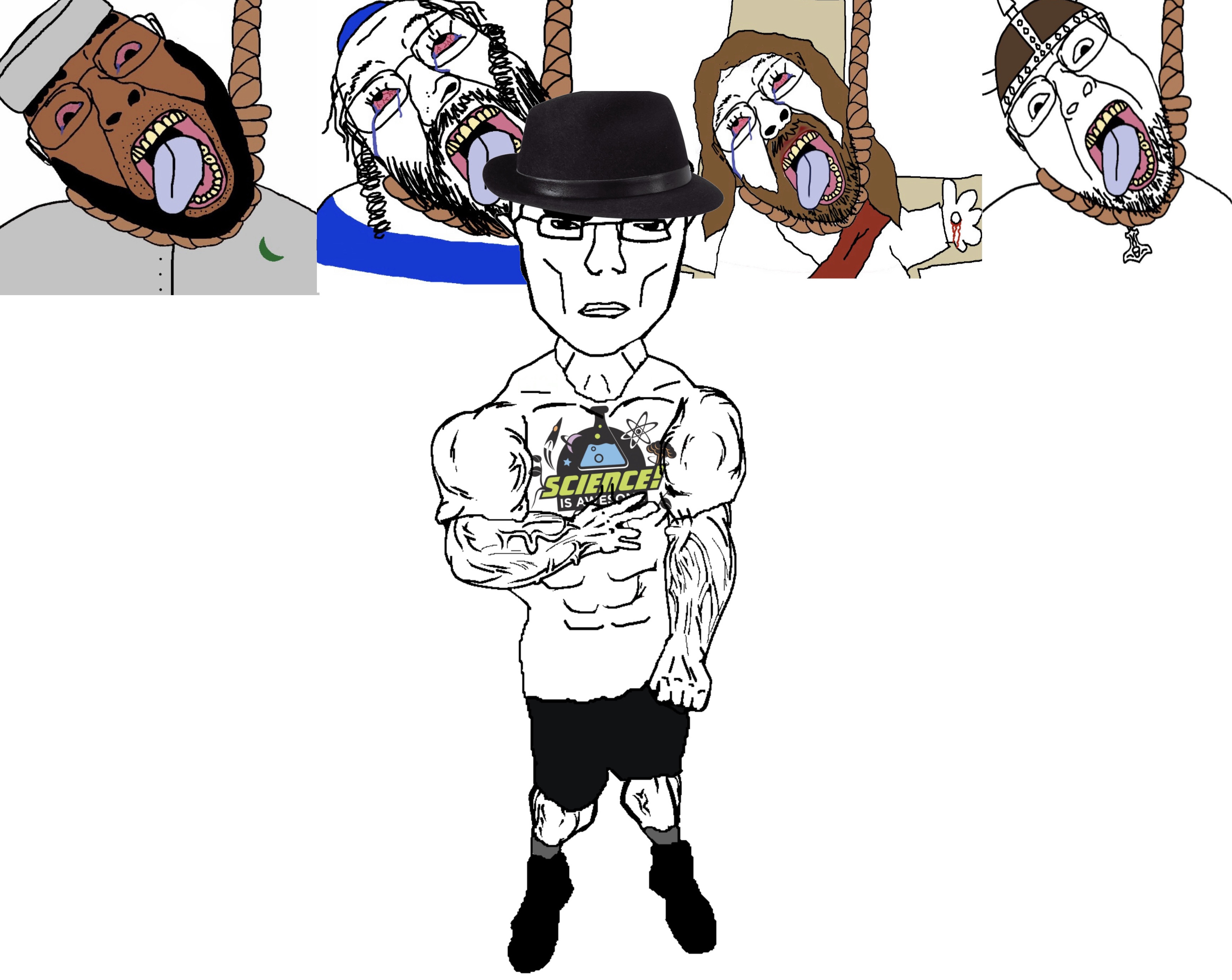 bernd, chudjak, unbotheredchud, ack, atheism, atom, brown skin, christianity, clothes, crucifixion
