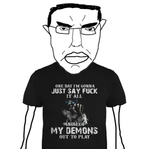 chudjak, chudjak front, angry, closed mouth, clothes, ear, english text, glasses, hair, looking at you