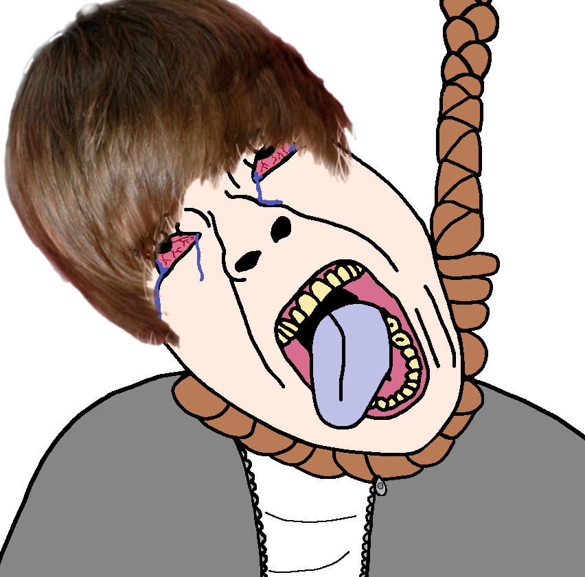bernd, hanging troonjak, troonjak, ack, bloodshot eyes, brown hair, clothes, crying, dead, hair