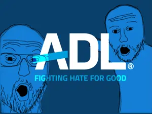 two pointing soyjaks, 2soyjaks, adl, arm, blue, blue skin, glasses, hands, mustache, open mouth