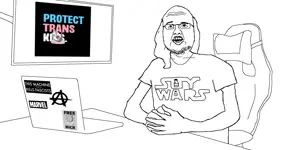 unknown, arm, chair, gaming, hair, hands, laptop, looking up, open mouth, raised eyebrow