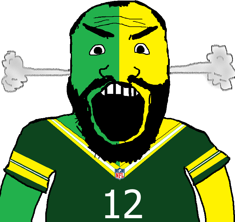 markiplier soyjak, science lover, aaron rodgers, angry, balding, beard, clothes, football, football jersey, forehead lines