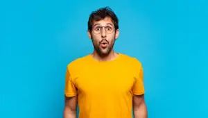 nojeet, clothes, glasses, indian, open mouth, real life, soyjak, stubble, tshirt