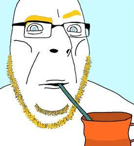 cobson, aryan, a10 eyes, blue background, blue eyes, cup, drinking, glasses, half open mouth, soyjak