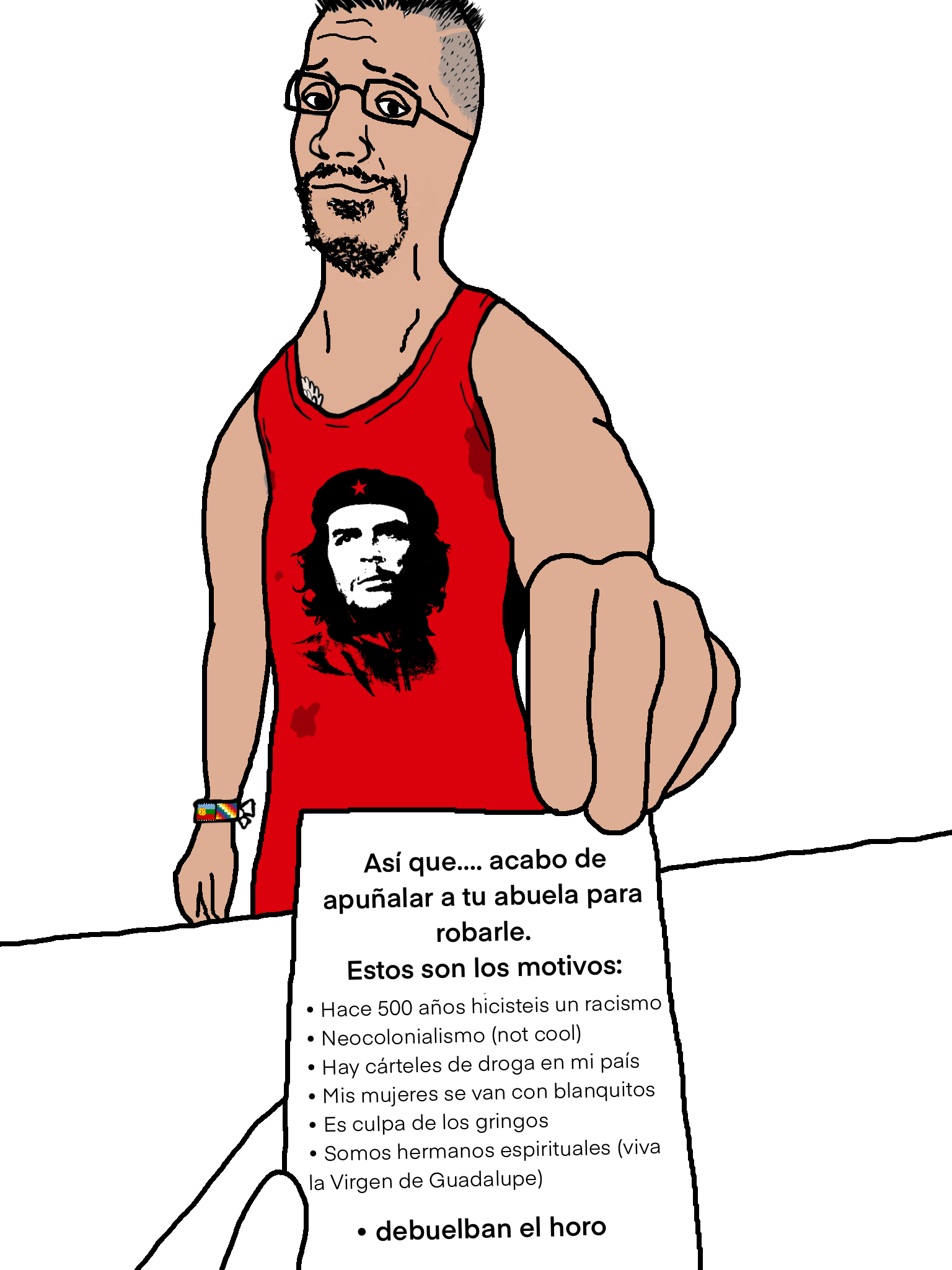 bartender, arm, beaner, beard, brown skin, che guevara, closed mouth, clothes, colonialism, communism