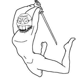soykio kid, pettygod, arm, full body, glasses, hands, holding object, holding sword, leg, sword