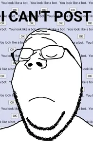 gapejak, wholesome soyjak, bot, closed eyes, closed mouth, post, sad, soyjak party, text