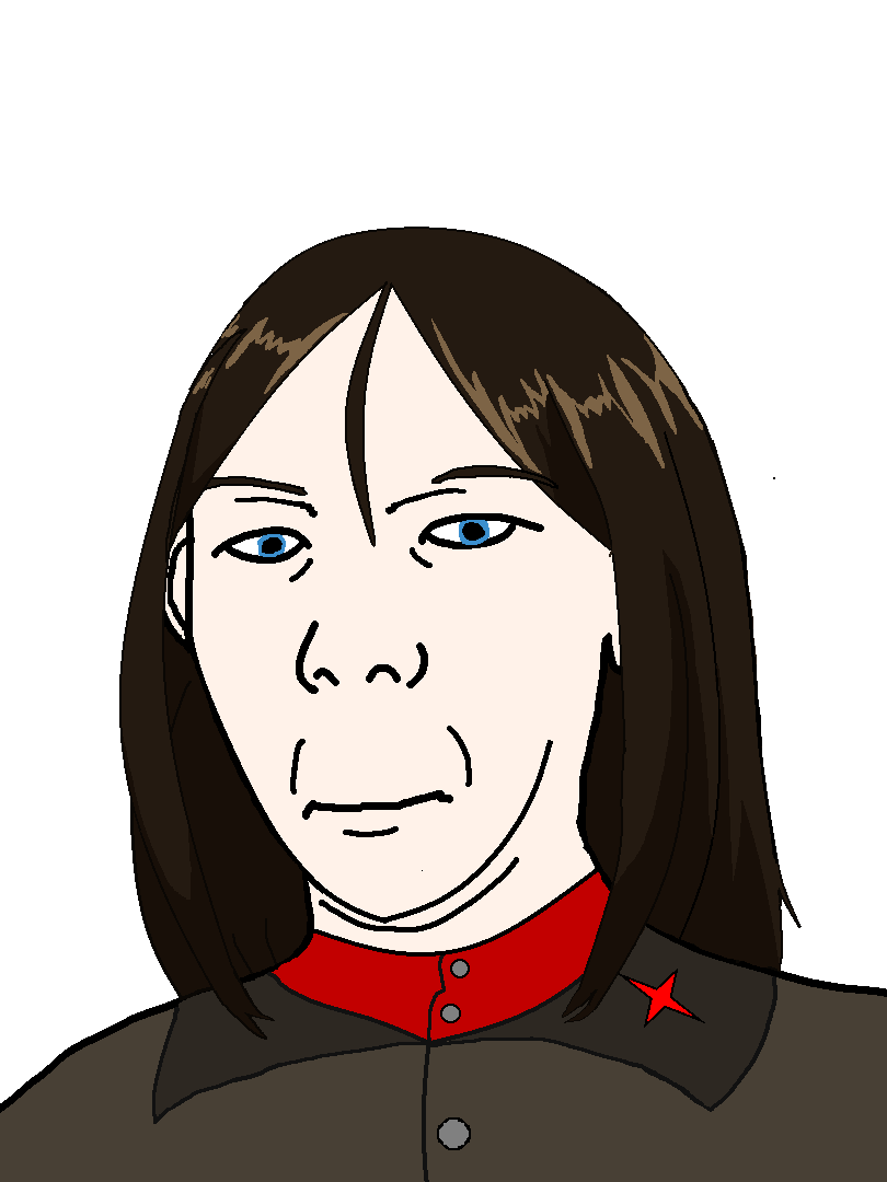 chudjak, anime, blue, brown hair, brown shirt, clothes, ear, hair, happy, necktie