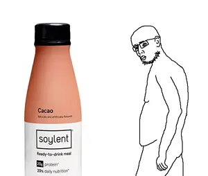 unknown, distracted boyfriend, drink, full body, soy, soyboy, soyjak, soylent, soylent (cacao), soylent bottle