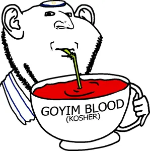 impish soyak ears, blood, clothes, cup, ear, hands, hat, holding object, jewish nose, judaism