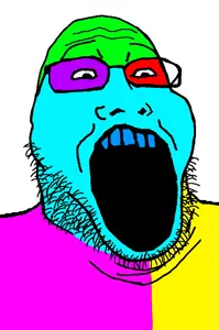 markiplier soyjak2, colorjak, glasses, open mouth, soyjak, stubble