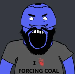 markiplier soyjak, science lover, angry, balding, beard, blue skin, clothes, coal, discord, forced meme