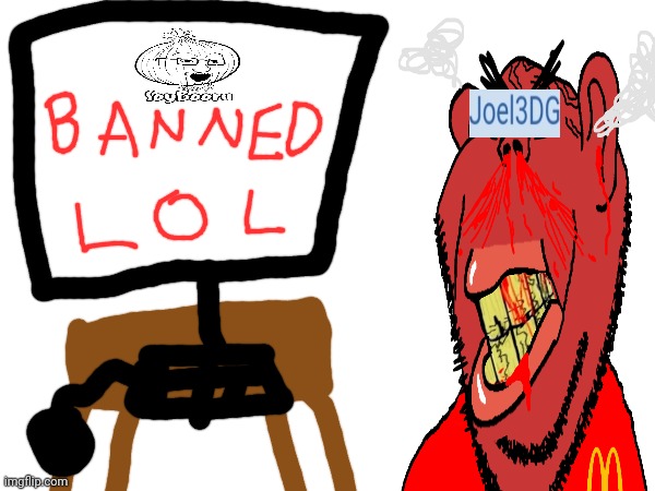 impish soyak ears, soyak, impish amerimutt, 2soyjaks, angry, anti mutt, ban, blood, bloodshot eyes, clothes