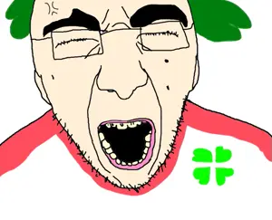 unknown, 4chan, angry, anime, braces, closed eyes, glasses, green hair, hair, open mouth