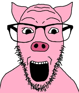dylanjak, animal, glasses, hohol, open mouth, pig, pink skin, soyjak, stubble, ukraine