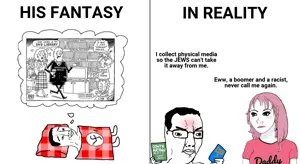 chudjak, 2soyjaks, acne, angry, blanket, closed mouth, clothes, comic, dream, female