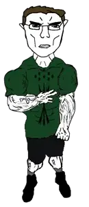 chudjak, unbotheredchud, brown hair, buff, chud, circassian, closed mouth, flag, glasses, hair