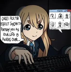 a24 slowburn soyjak, gapejak, markiplier soyjak, soyak, tony soprano soyjak, anime, arm, blonde hair, closed mouth, clothes