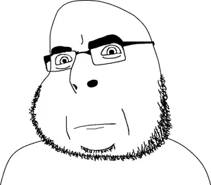 cobson, bobson, bushy eyebrows, closed mouth, glasses, looking at you, neutral, soyjak, stubble