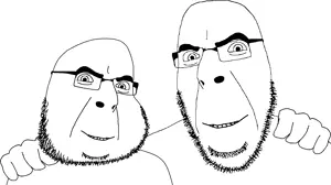 cobson, bobson, bushy eyebrows, closed mouth, friendship, glasses, looking at you, smile, soyjak, stubble