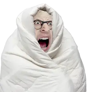 cobson, blanket, cleavage, comfy, glasses, open mouth, stubble