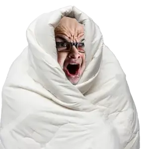 soyak, angry, blanket, comfy, open mouth, realistic