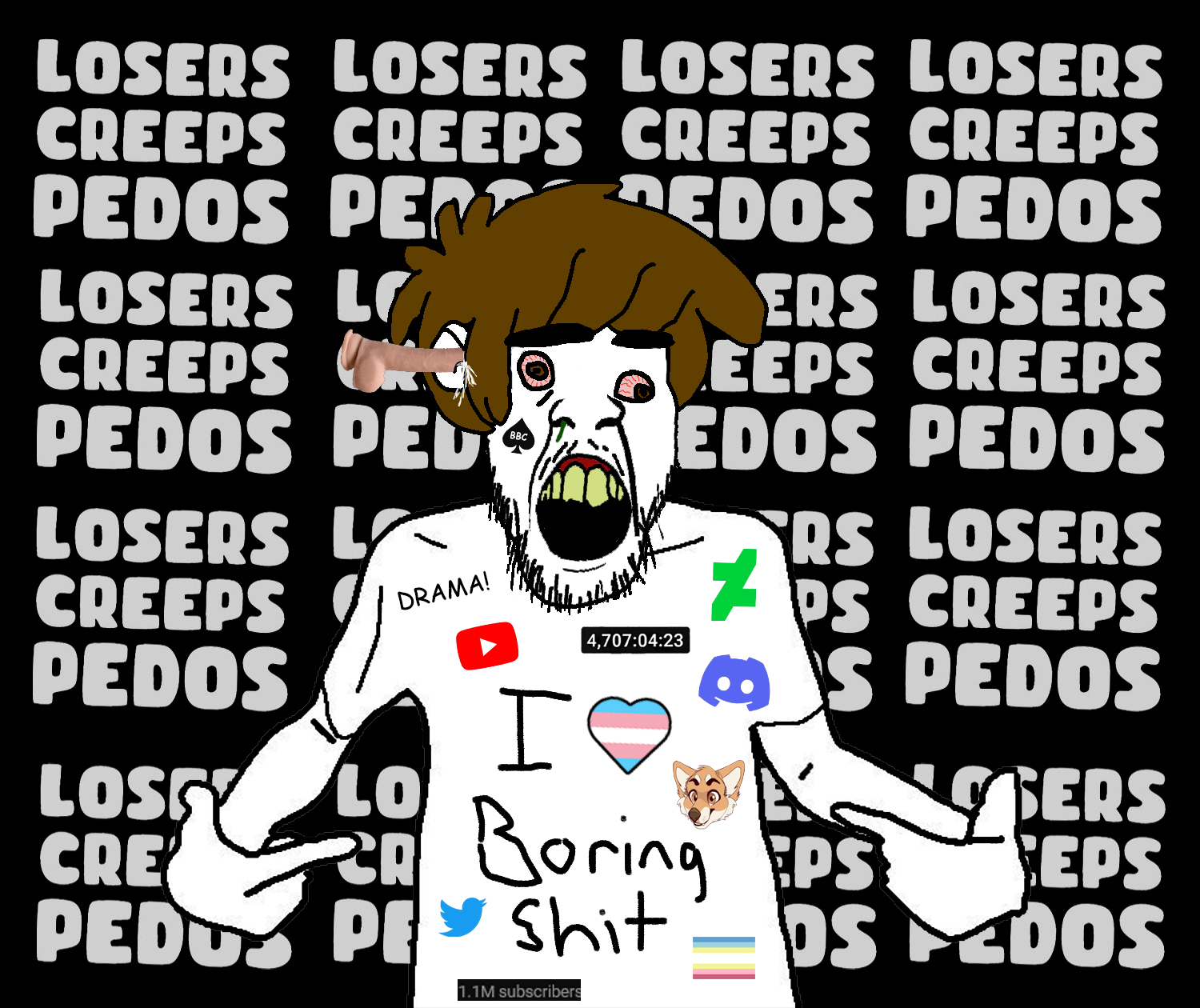 feraljak, shirtjak, blacked, booger, boring, brown eyes, brown hair, bushy eyebrows, crazed, deviantart