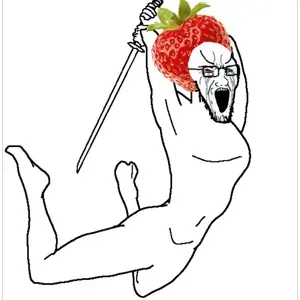 soyak, pettygod, bloodshot eyes, clothes, crying, food, foodjak, fruit, full body, glasses