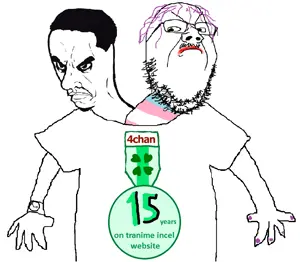 chudjak, gapejak, chudjak seething, 2soyjaks, 4chan, angry, arm, badge, closed mouth, clothes