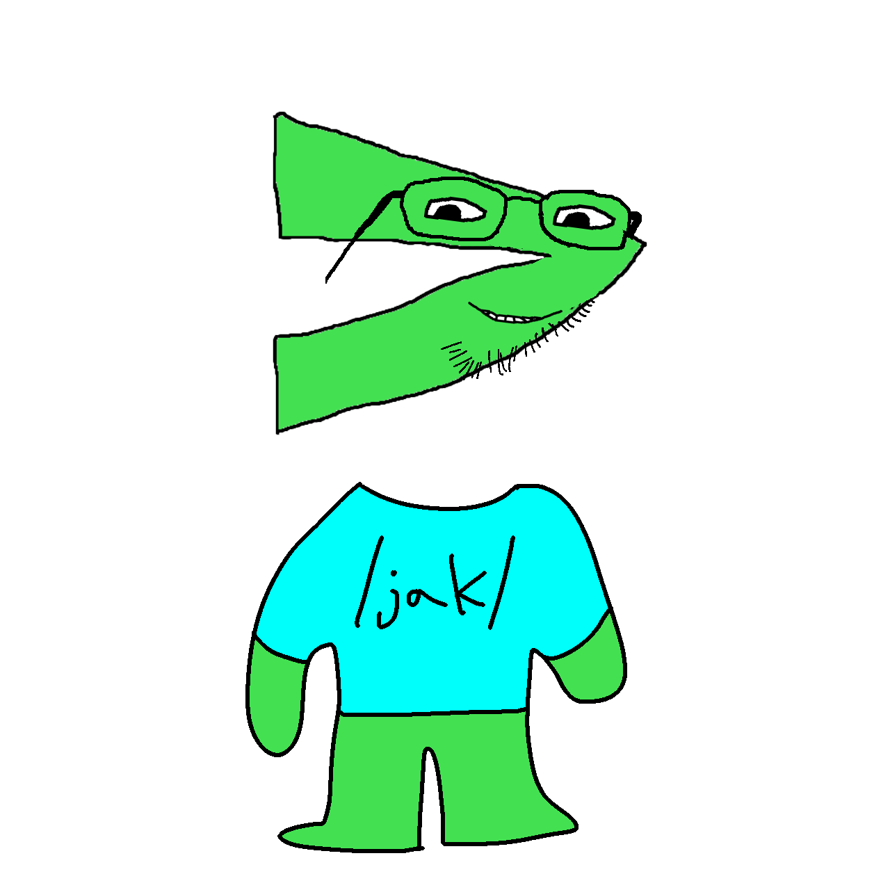 gapejak, wholesome soyjak, /jak/, arm, arrow, blue shirt, clothes, feet, full body, glasses