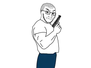 soyak, arm, buff, clothes, glasses, hair, holding object, skinhead, soyjak, stubble