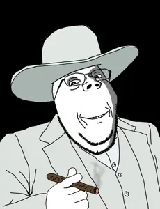 gapejak, cigaret, clothes, creepy, hat, ominous, smile, smirk, suit