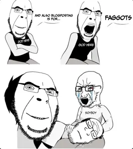 cobson, markiplier soyjak, soyak, black shirt, blogposting, closed mouth, crying, gay, glasses, god