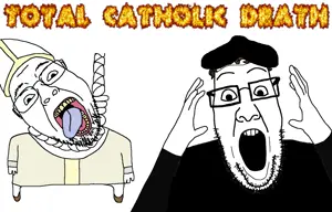 bernd, ppp, ack, black shirt, catholic, christianity, hands, hanging, martin luther, open mouth