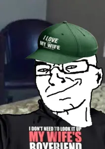 chair, clothes, cuck, cuckoldry, hat, soyjak