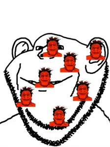 impish soyak ears, markiplier soyjak, ear, glasses, kisses, multiple soyjaks, red skin, remake, smile, soyjak