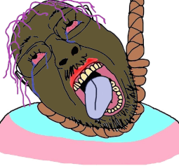 bernd, nojak, hanging troonjak, troonjak, ack, animated, bloodshot eyes, brown skin, brown troonjak, deformed