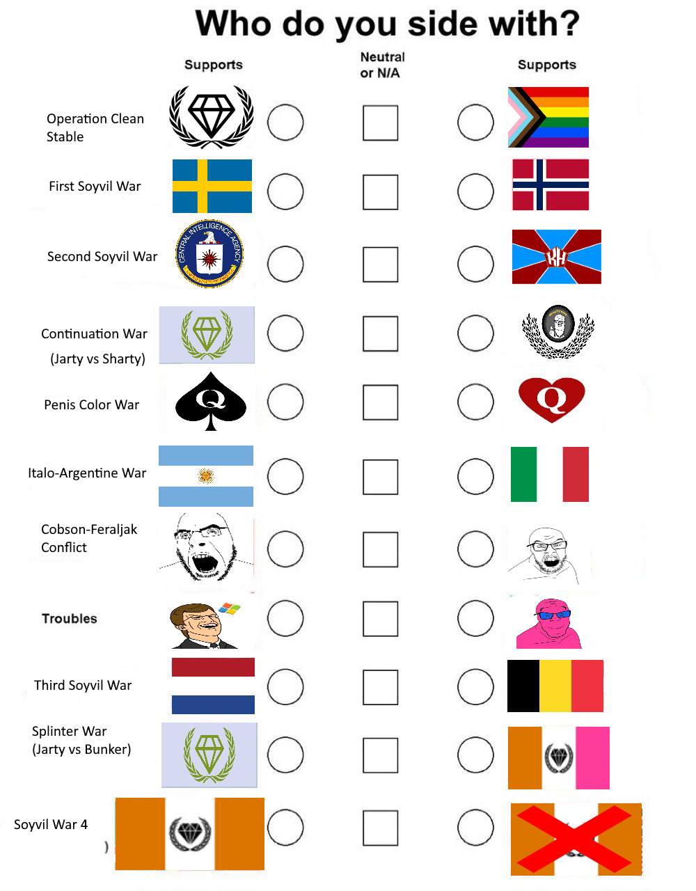 a24 slowburn soyjak, cobson, feraljak, markiplier soyjak, /lgbt/, /qa/ (4chan), 4soyjaks, anti froot-, argentina, begium