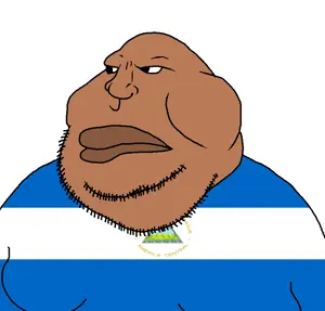 tacoblimp, brown skin, closed mouth, countrywar, fat, flag, nicaragua, obese, soyjak, stubble