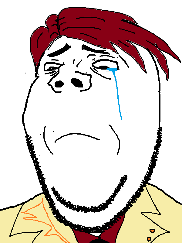 battler ushiromiya, gapejak, wholesome soyjak, anime, closed mouth, clothes, crying, hair, looking down, necktie